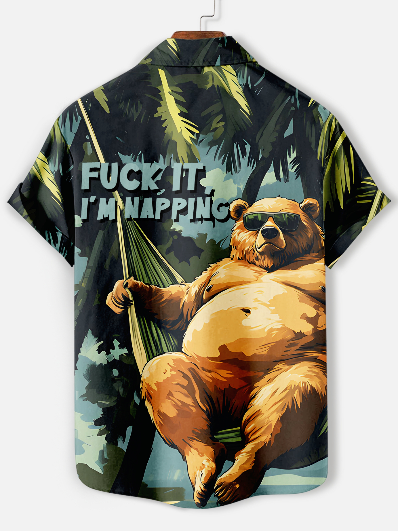 Men's funny cartoon animal slogan graphic short sleeve shirt