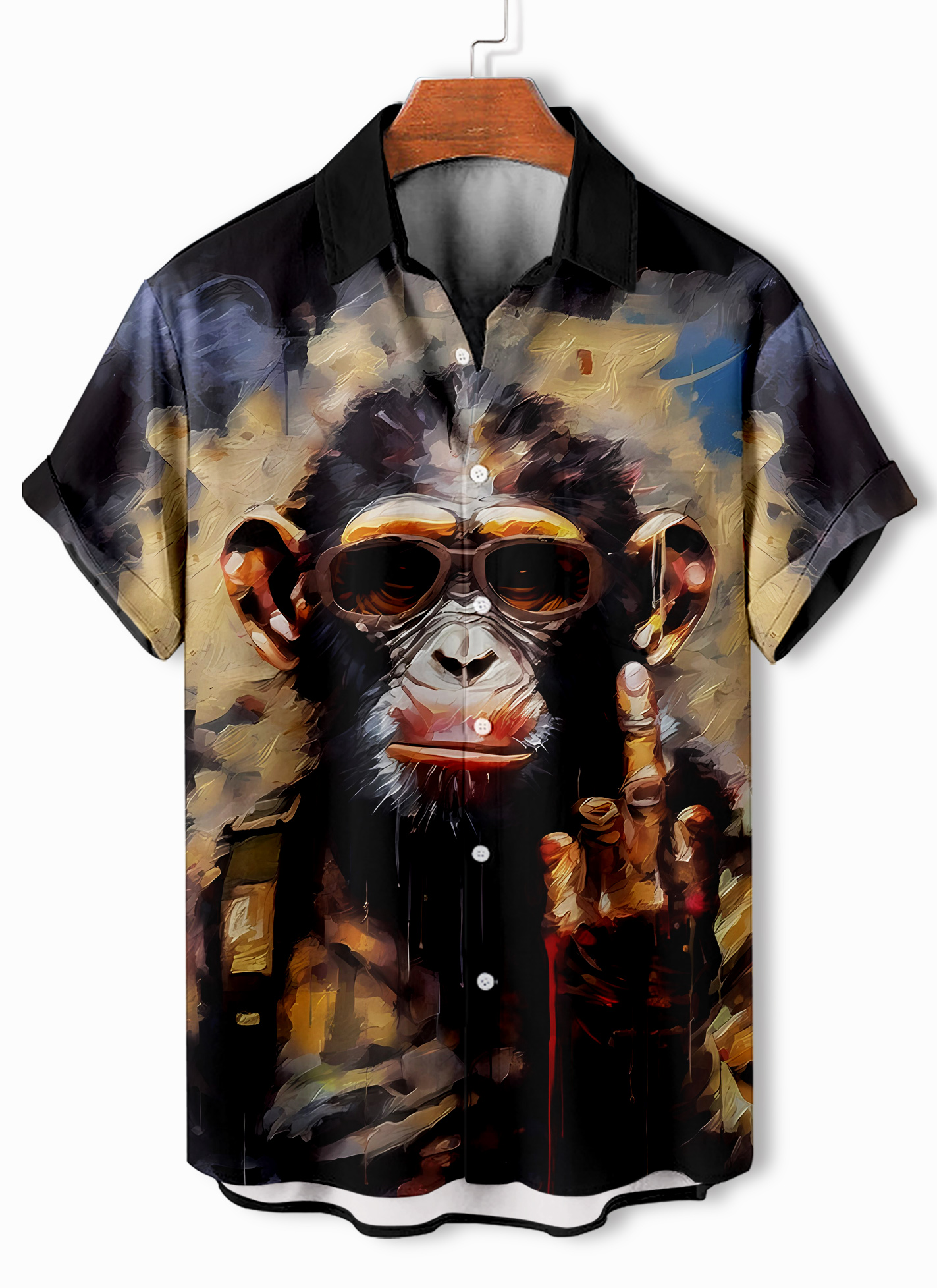 Men's Retro Fun Animal Orangutan Graphic Short Sleeve Shirt