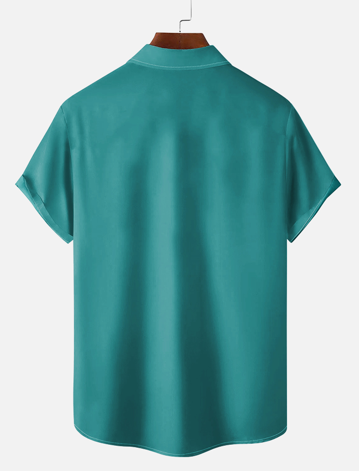 Men's retro illustration short sleeve shirt