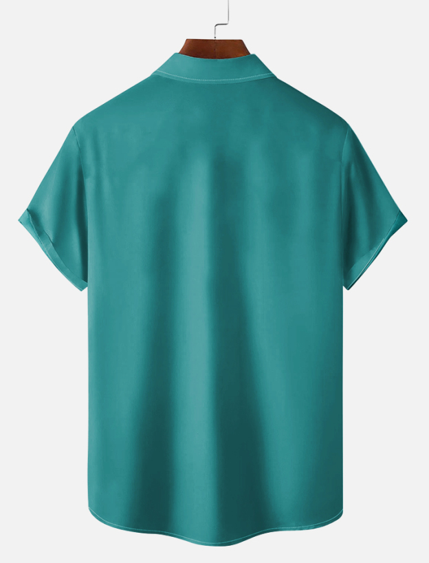 Men's retro illustration short sleeve shirt