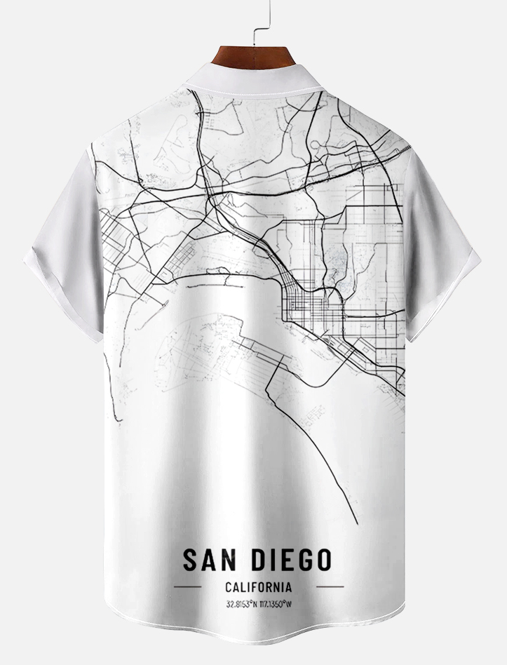 Men's Map Graphic Short Sleeve Shirt