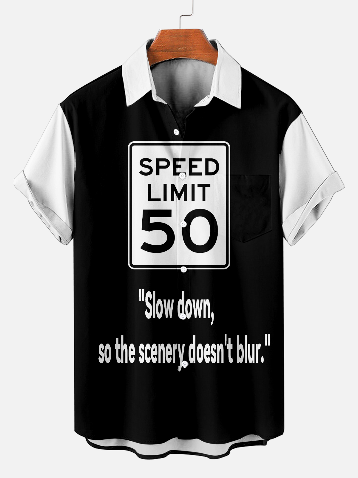 Men's Fun Slogan Graphic Contrast Short Sleeve Shirt