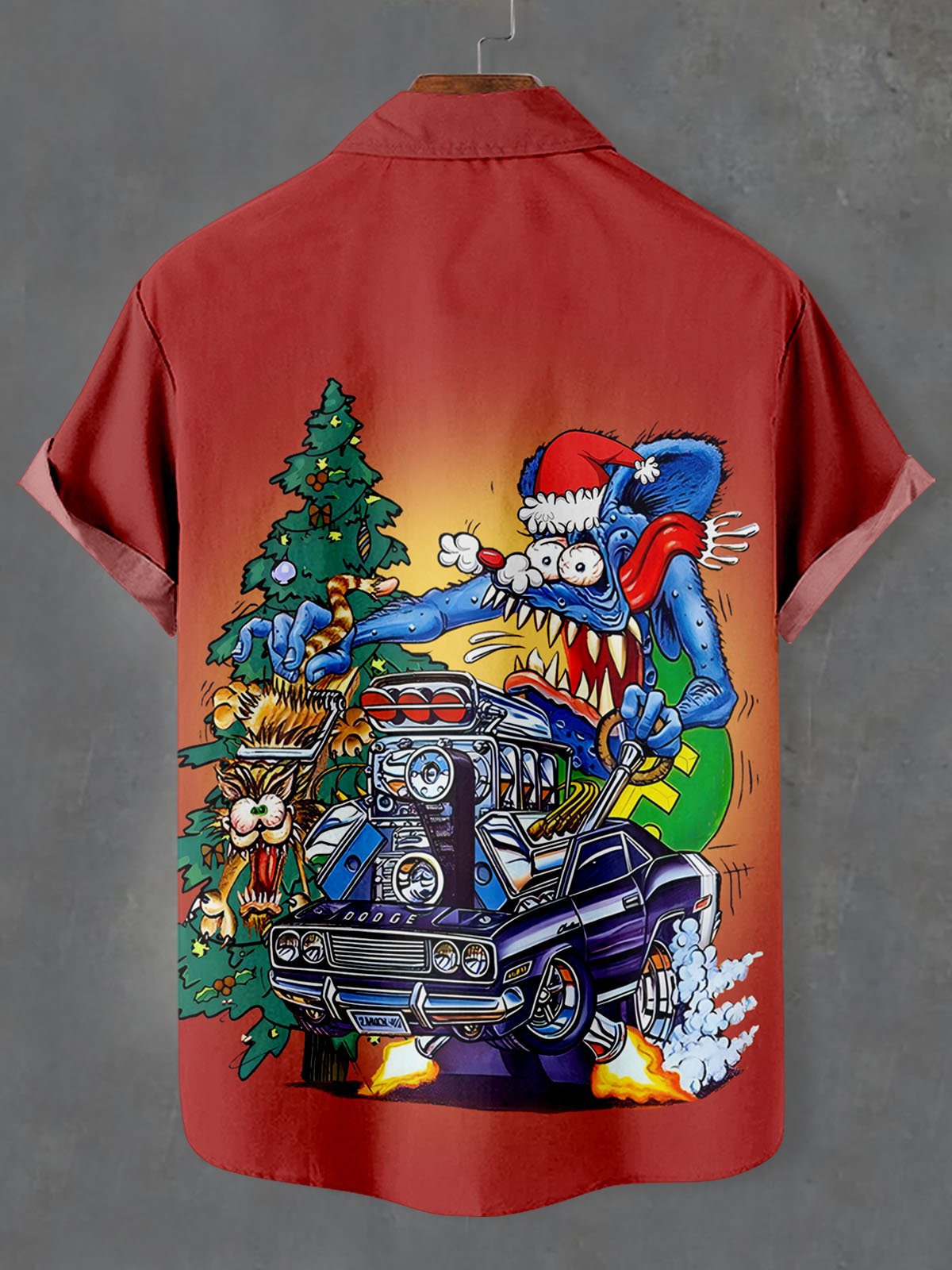 Men's Christmas Cartoon Graphic Short Sleeve Shirt