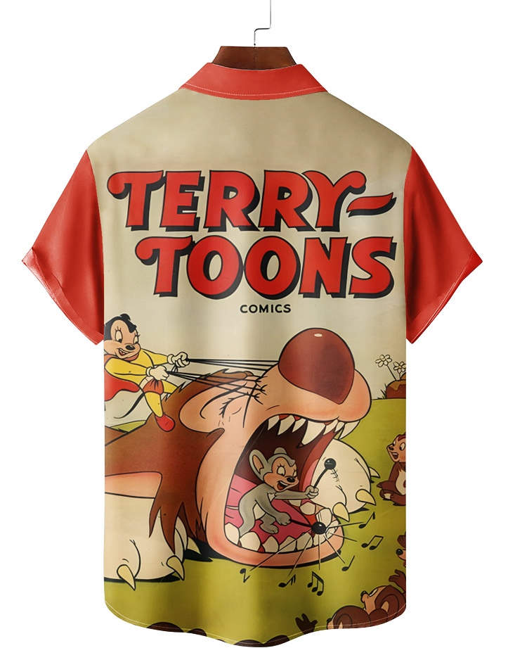 Classic Cartoon pattern short sleeved shirt