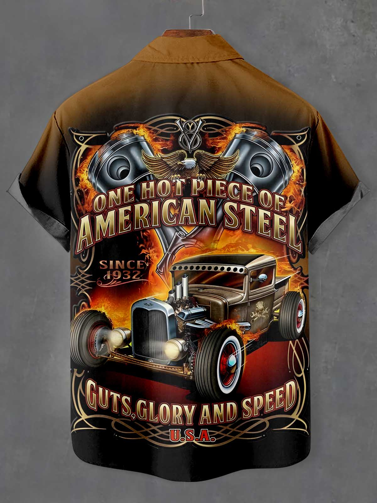 Men's Cartoon Car Graphic Short Sleeve Shirt