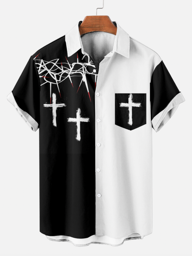 Reggae music skull pattern vacation casual short sleeved shirt