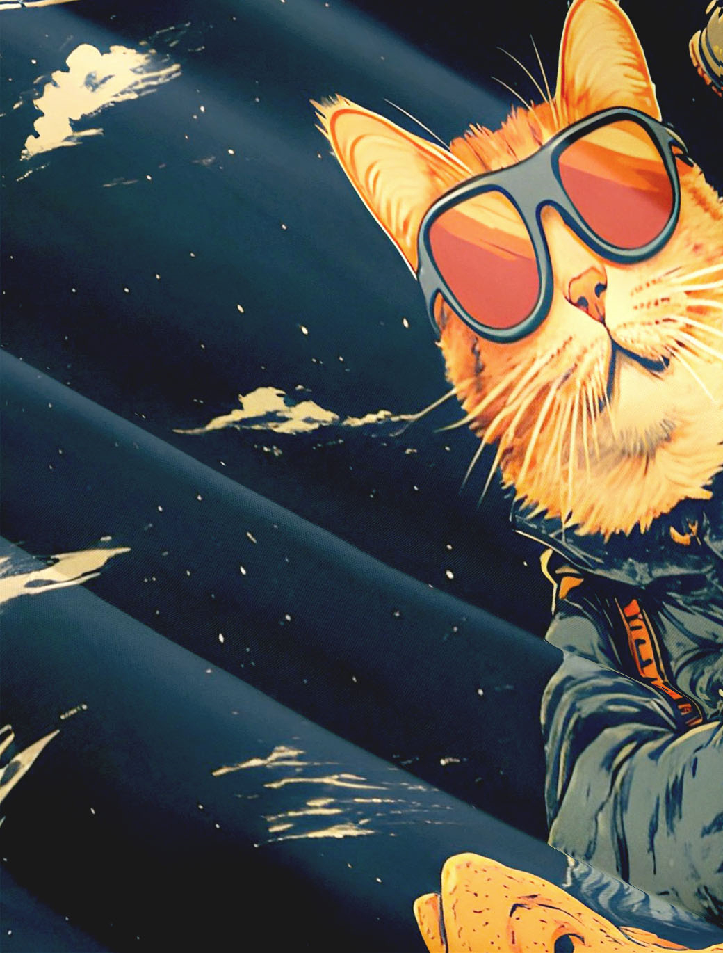 Men's Retro Cartoon Anime Cat Theme Short Sleeve Shirt