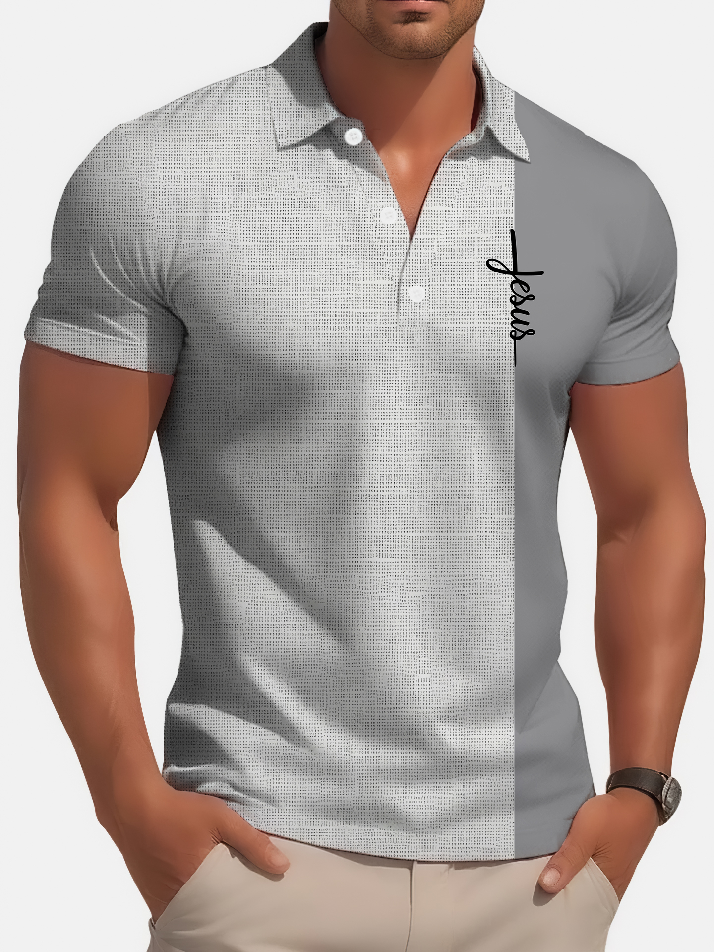 Stylish Blue Print Cotton Linen Shirt