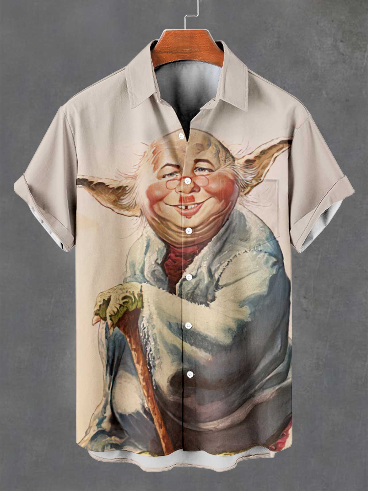 Men's Retro Anime Illustration Short Sleeve Shirt