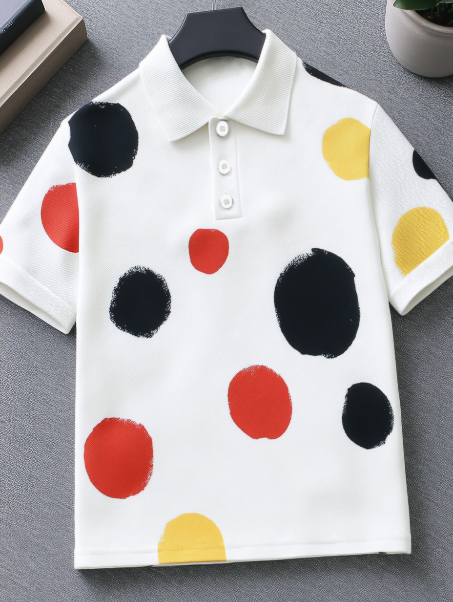 Men's Lapel collar Printed Graphic Short Sleeve Shirt High Stretch Bam