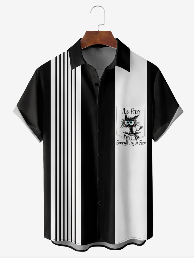 Christmas greetings from Santa Claus delivering gifts on a motorcycle Christmas Chest Pocket Short Sleeve Bowling Shirt