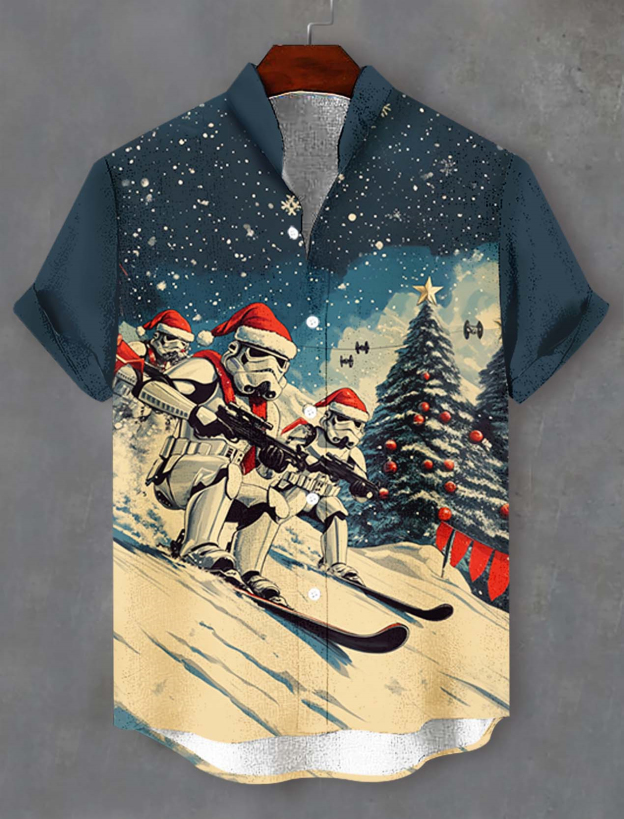 Men's Classic Movie Christmas Graphic Short Sleeve Shirt