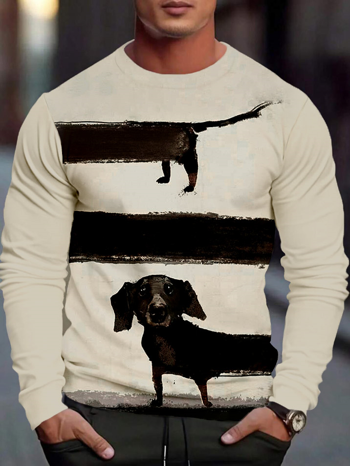 Men's Casual Cartoon Graphic Long Sleeve T-Shirt