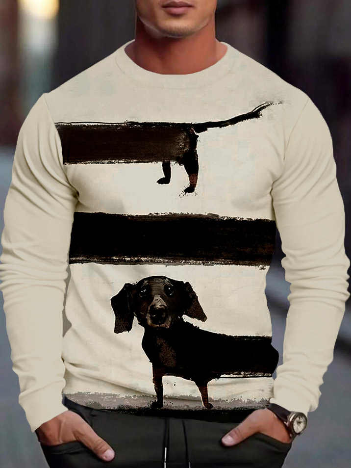 Men's Casual Cartoon Graphic Long Sleeve T-Shirt