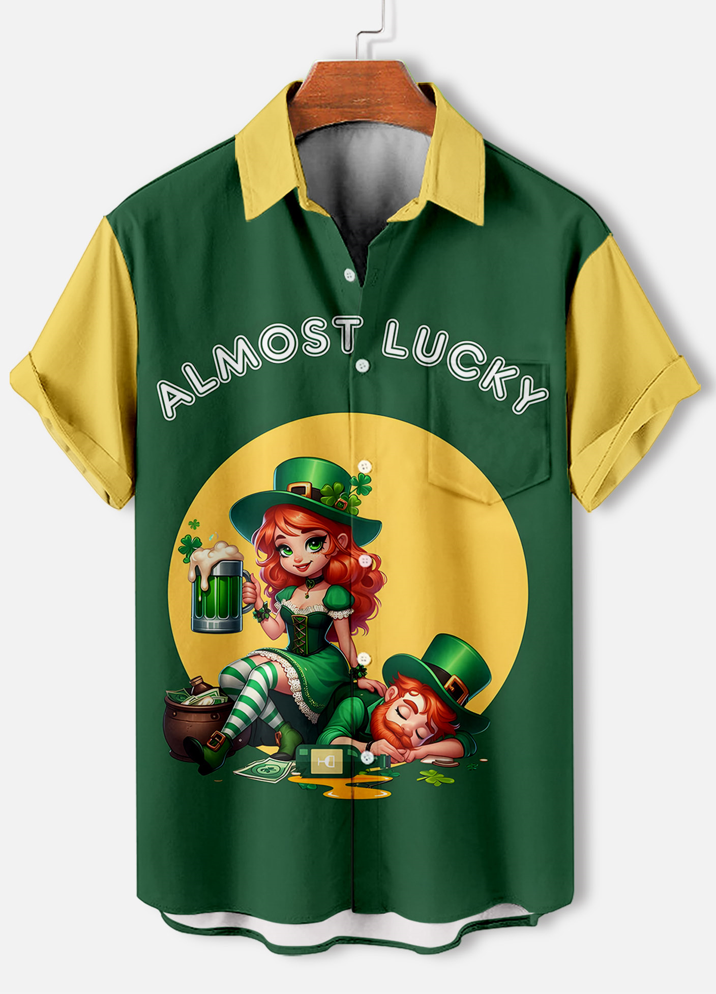 Men's Casual St. Patrick's Day Graphic Short Sleeve Shirt