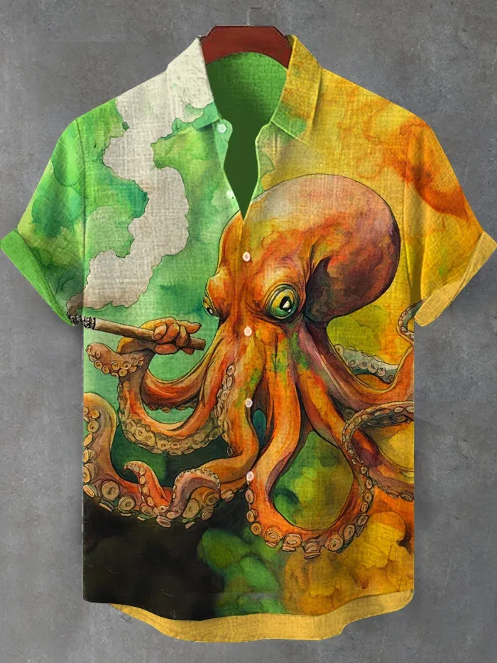 [Copy]Men's Classic Movie Godfather Animal Fun Graphic Short Sleeve Shirt