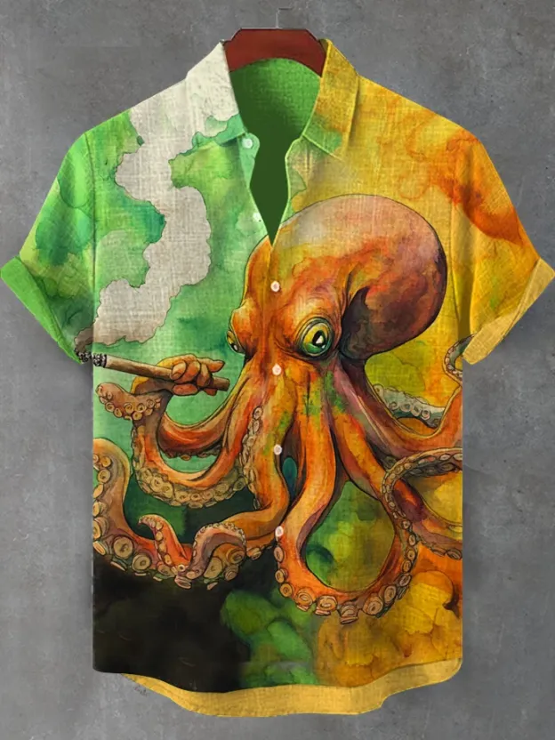 [Copy]Men's Classic Movie Godfather Animal Fun Graphic Short Sleeve Shirt