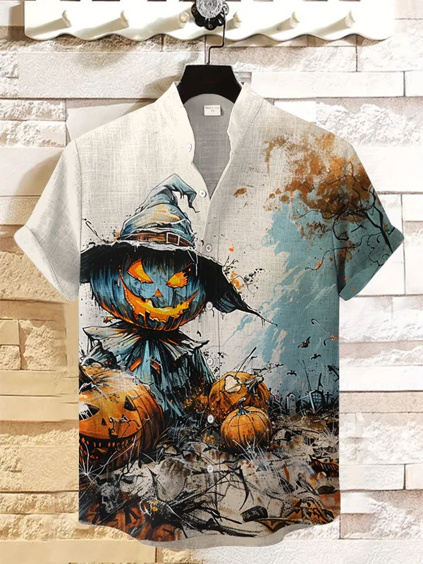 Men's Retro Halloween Short Sleeve Shirt