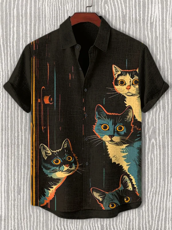 Men's DriveCat Theme Retro Cartoon Shirt