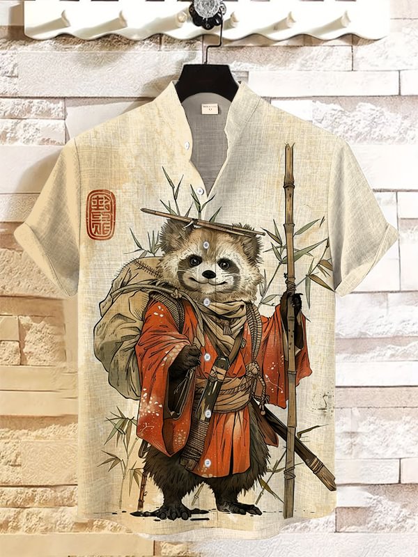Men's Japanese Art Pattern Short Sleeve Shirt
