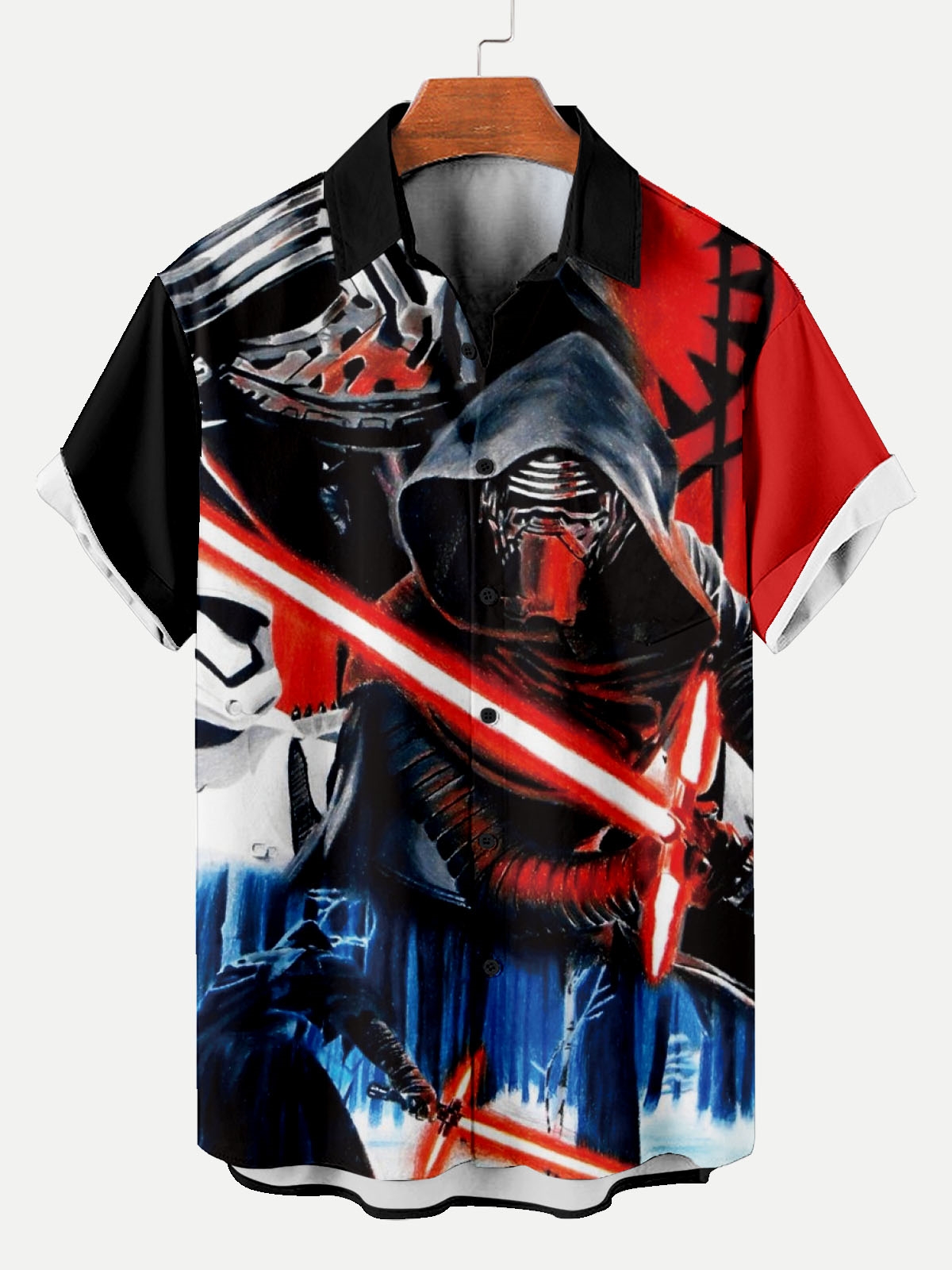 Reggae music skull pattern vacation casual short sleeved shirt