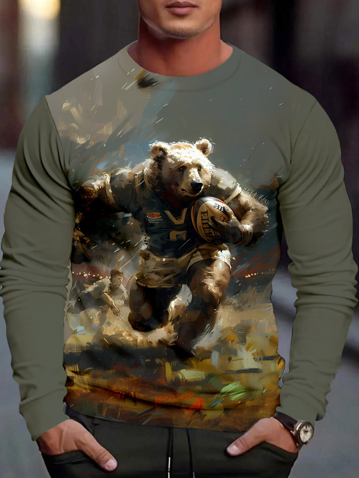 Men's Casual Cartoon Graphic Long Sleeve T-Shirt