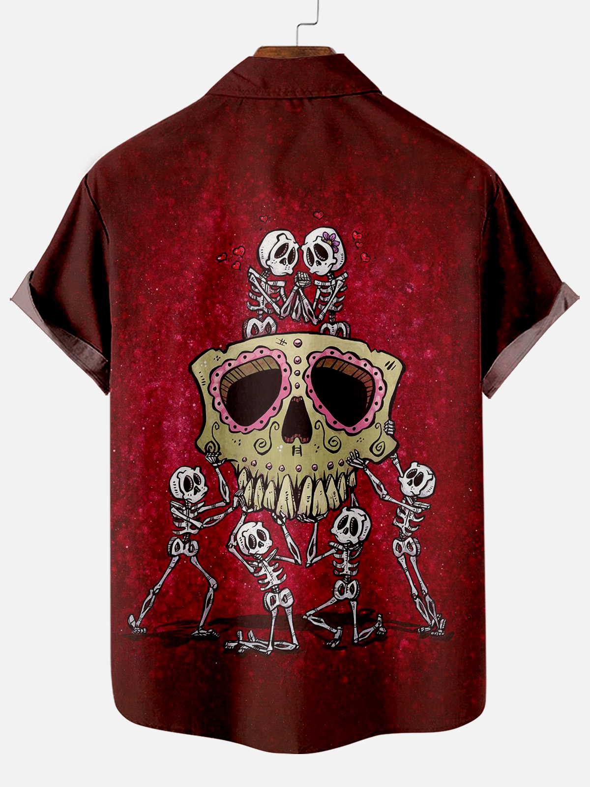 Men's Classic Day of the Dead Skull Graphic Short Sleeve Shirt