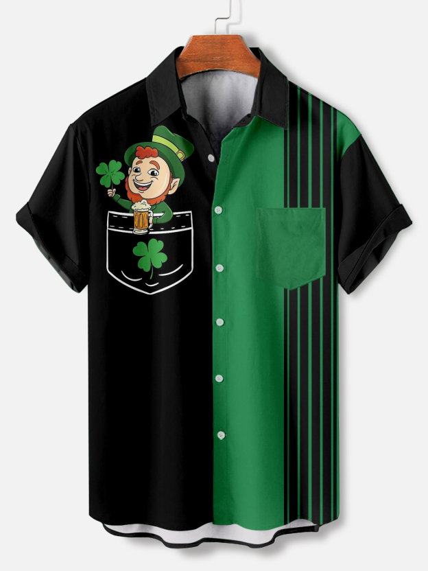 Men's Casual St. Patrick's Day Graphic Short Sleeve Shirt