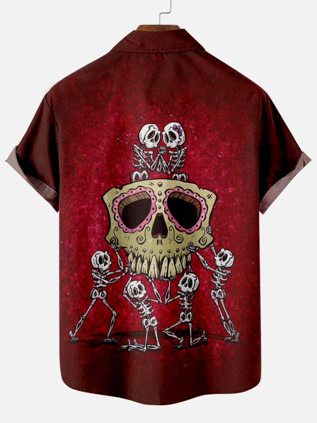 Men's Classic Day of the Dead Skull Graphic Short Sleeve Shirt