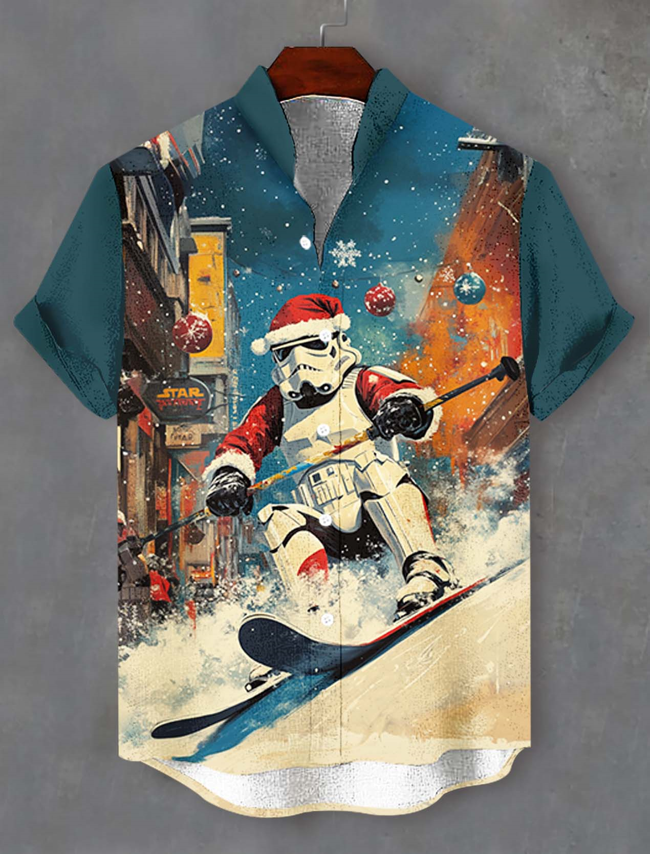 Men's Classic Movie Christmas Graphic Short Sleeve Shirt