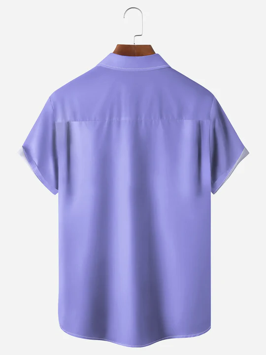 Men's Casual Contrast Lapel Short Sleeve Shirt