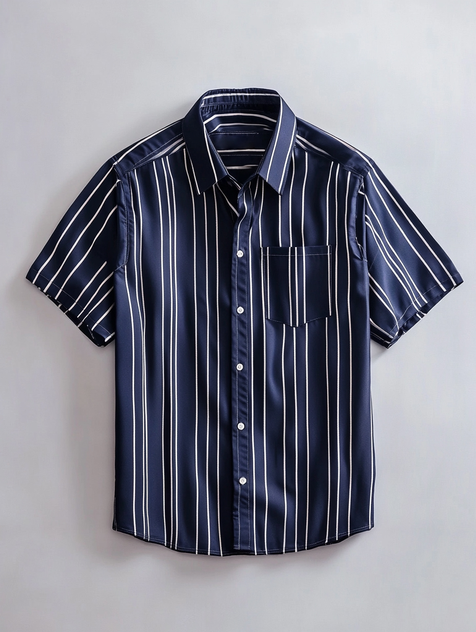 Men's business casual striped short-sleeved shirt
