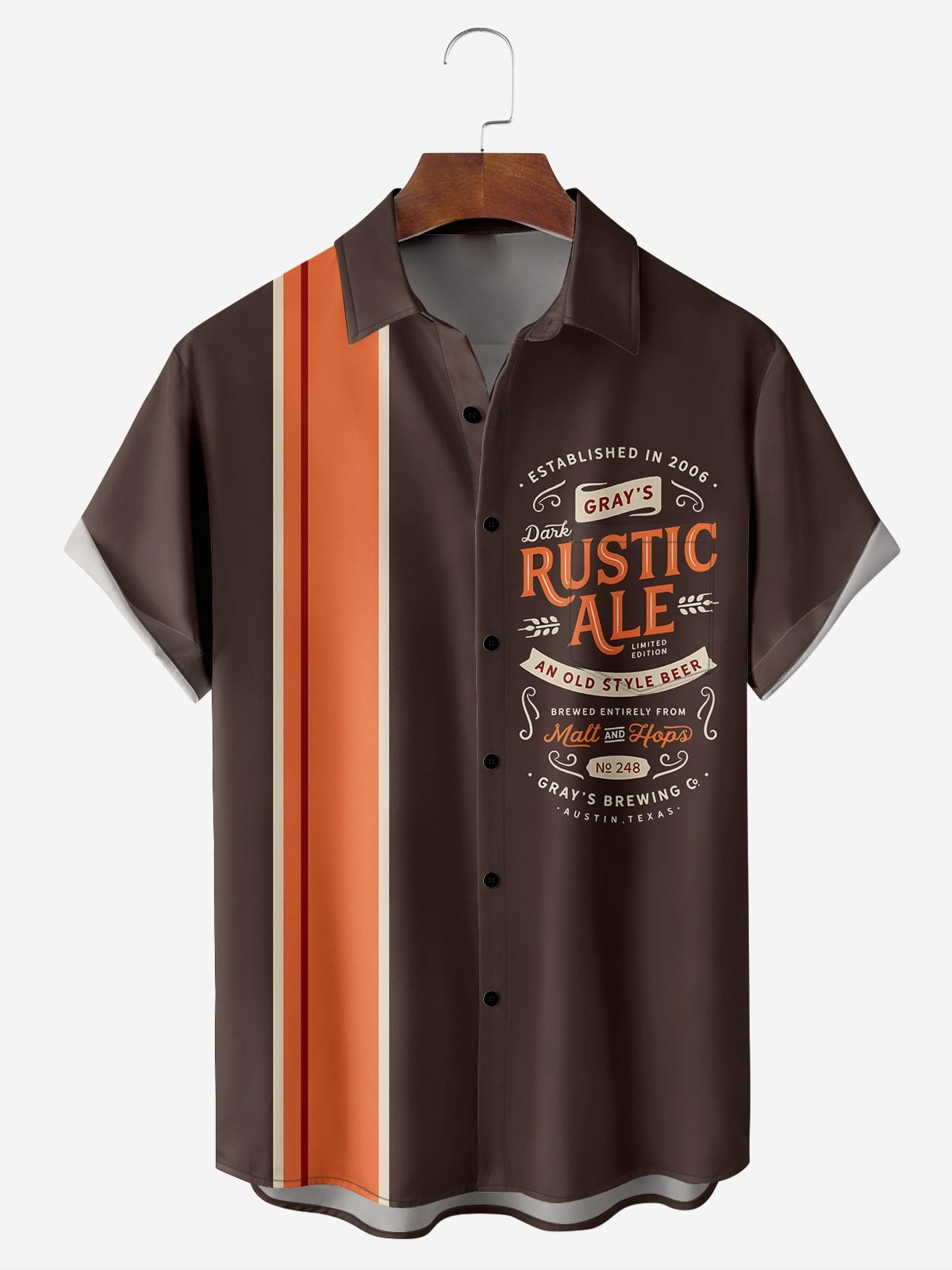 Christmas greetings from Santa Claus delivering gifts on a motorcycle Christmas Chest Pocket Short Sleeve Bowling Shirt