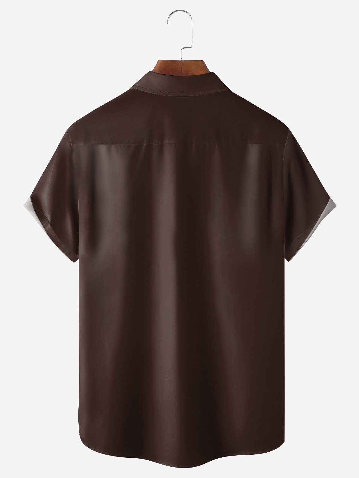 Text Contrasting Pocket Flip Collar Bowling Shirt
