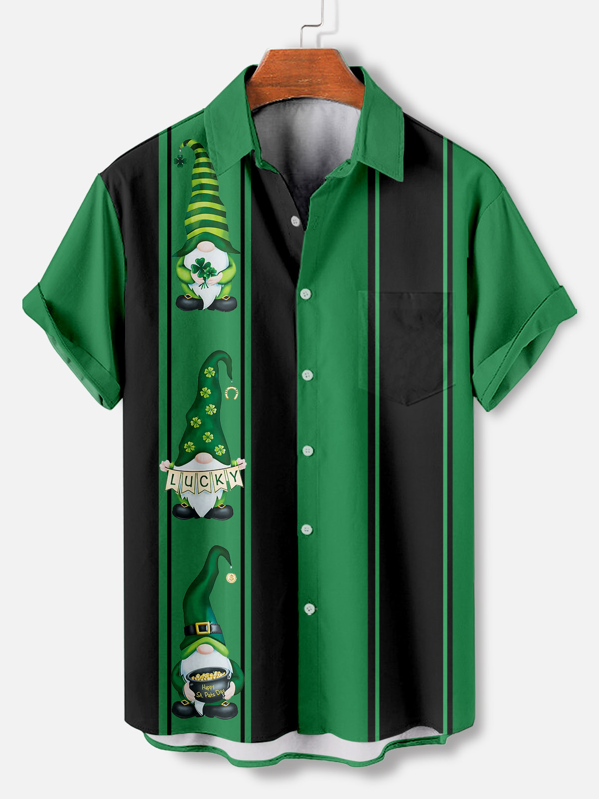 Men's Casual St. Patrick's Day Graphic Short Sleeve Shirt