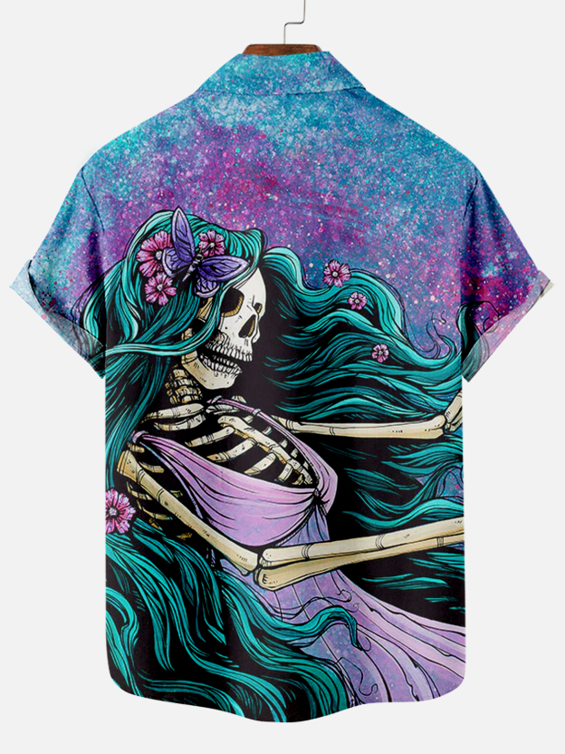 Men's Classic Day of the Dead Skull Graphic Short Sleeve Shirt