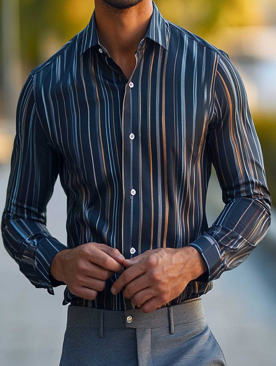 Men's Business Casual Button-Down Shirt
