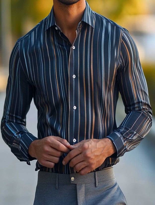 Men's Business Casual Button-Down Shirt
