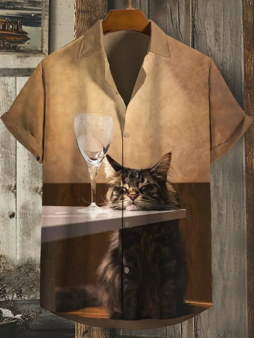 [Copy]Men's Classic Movie Godfather Animal Fun Graphic Short Sleeve Shirt