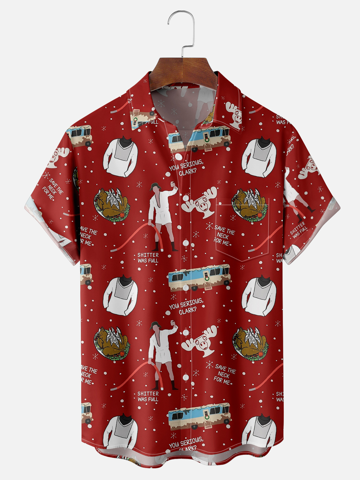 Men's Thanksgiving Day, Are You Ready To Eat Turkey? Short Sleeve Front Pocket Print Shirt