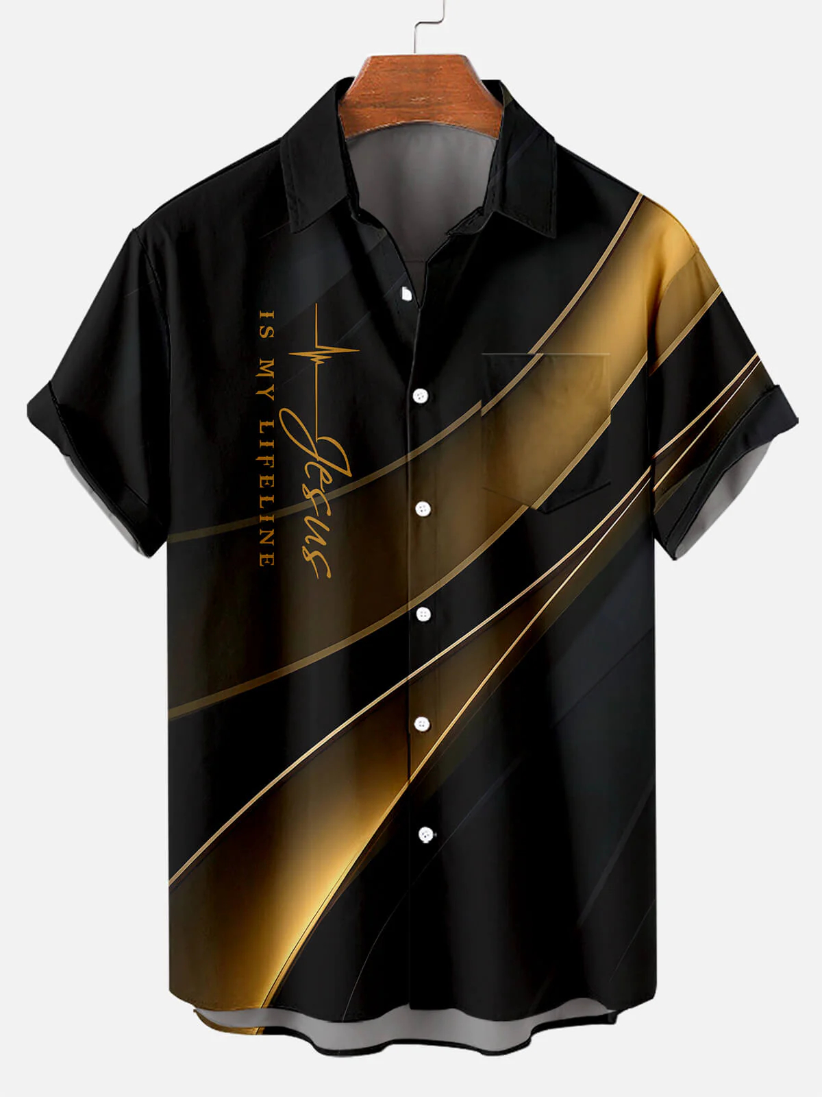 Men's Easter Cross Print Short Sleeve Shirt