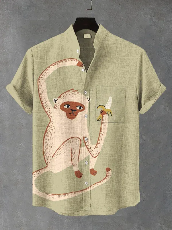 [Copy]Men's Classic Movie Godfather Animal Fun Graphic Short Sleeve Shirt