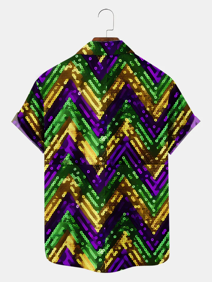 Men's Mardi Gras Elements Graphic Festive Short Sleeve Shirt