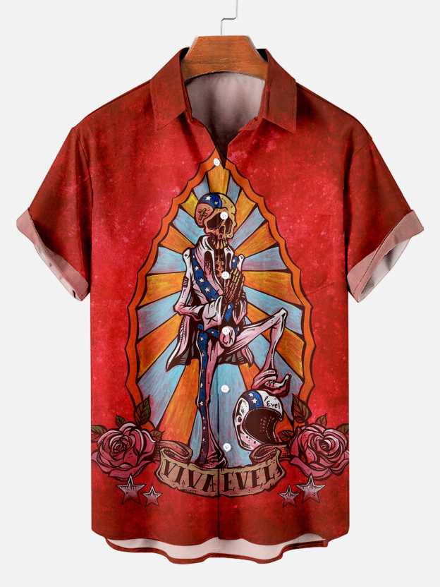 Men's Hawaiian Fun Little Yellow Duck Holiday Casual Short Sleeve Shir