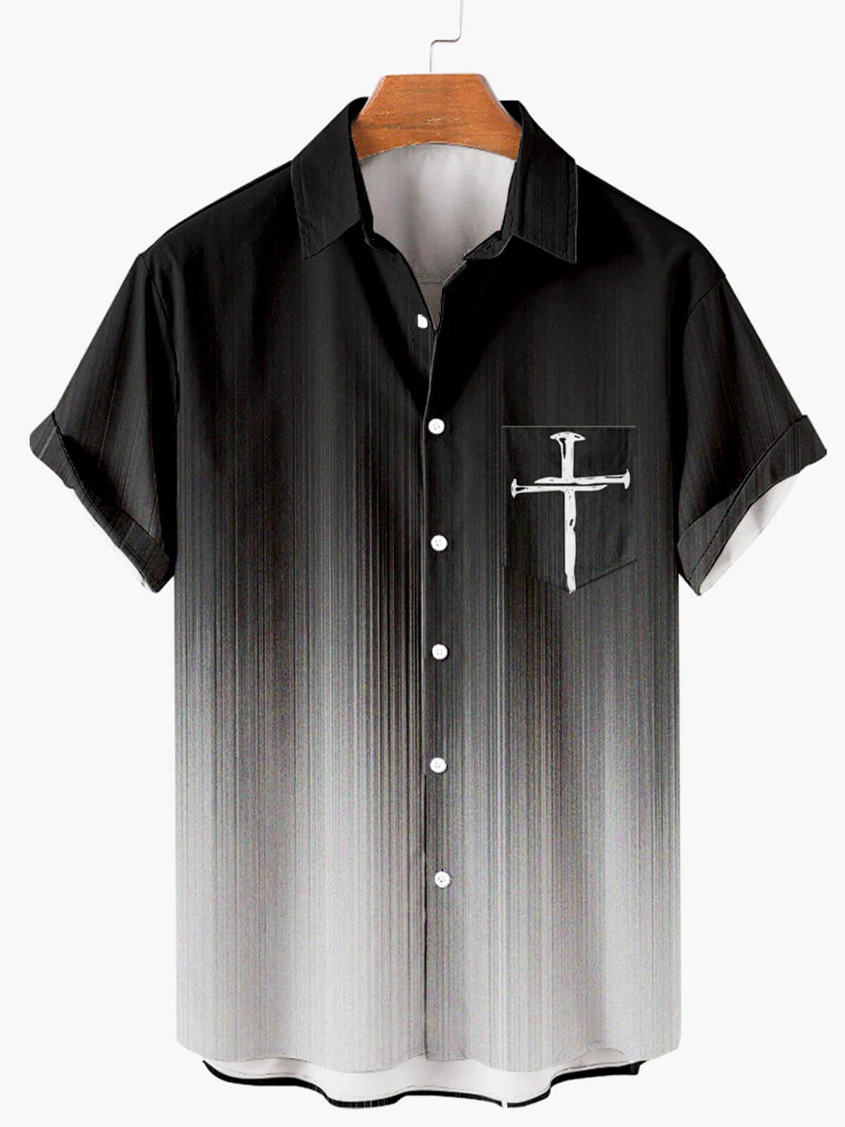 Men's Easter Cross Print Short Sleeve Shirt