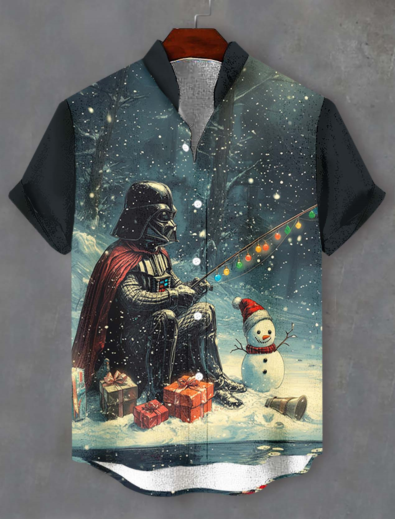 Men's Classic Movie Christmas Graphic Short Sleeve Shirt