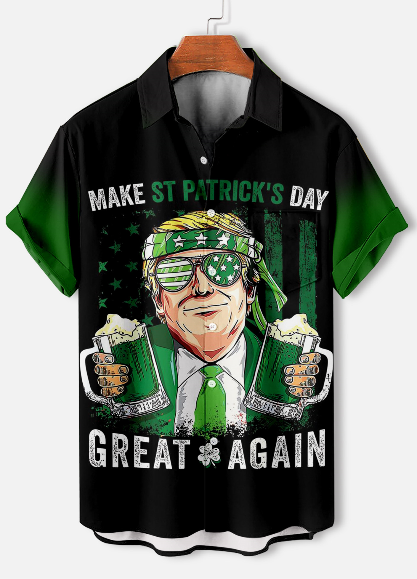 Men's Casual St. Patrick's Day Graphic Short Sleeve Shirt