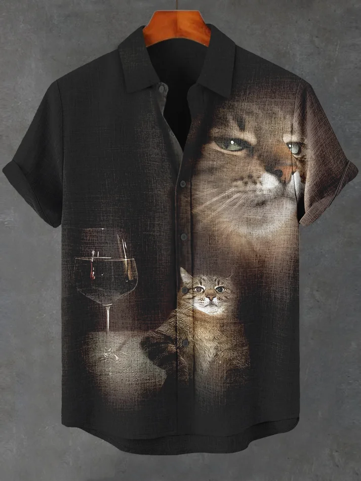 Men's Hawaiian Fun Animal Print Short Sleeve Shirt