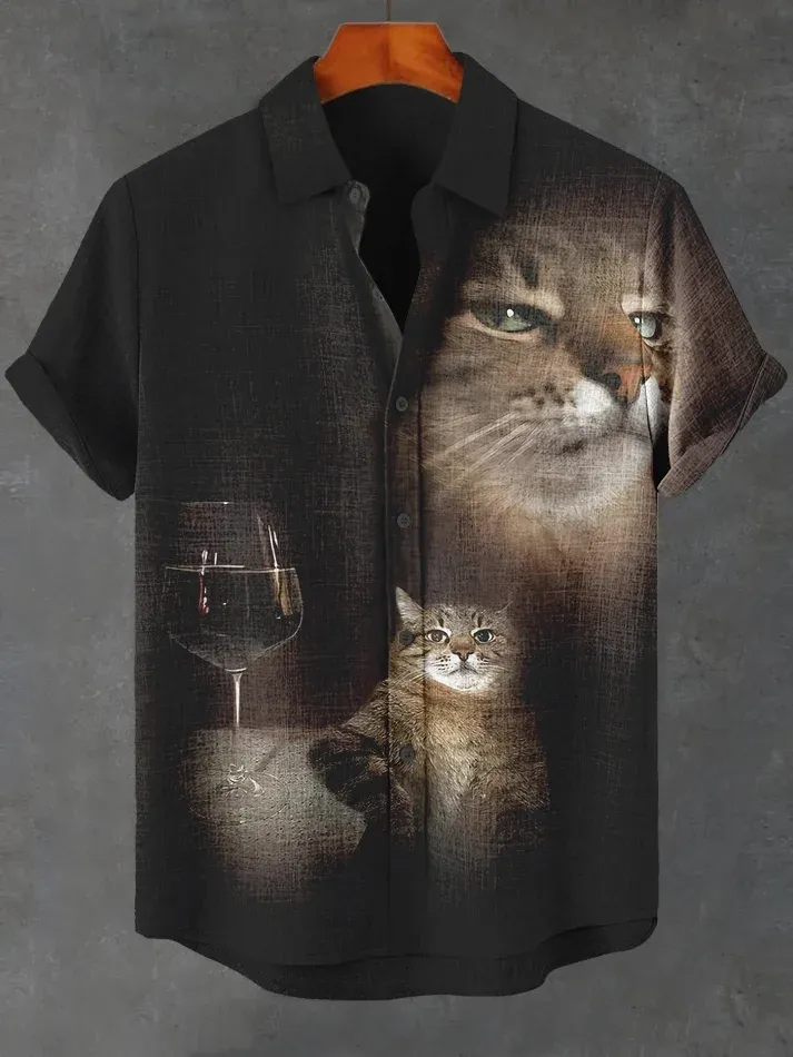 [Copy]Men's Classic Movie Godfather Animal Fun Graphic Short Sleeve Shirt