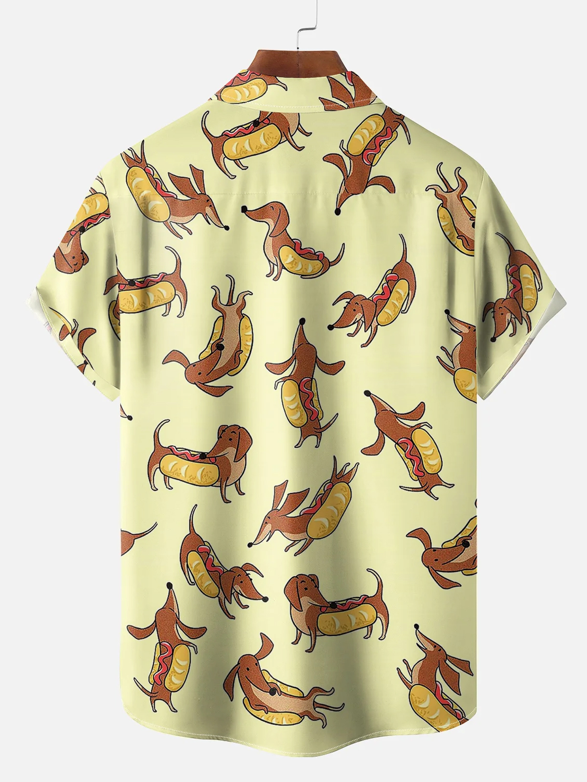 Free Running Hot Dog Graphic Print Hawaiian Short Sleeve Shirt